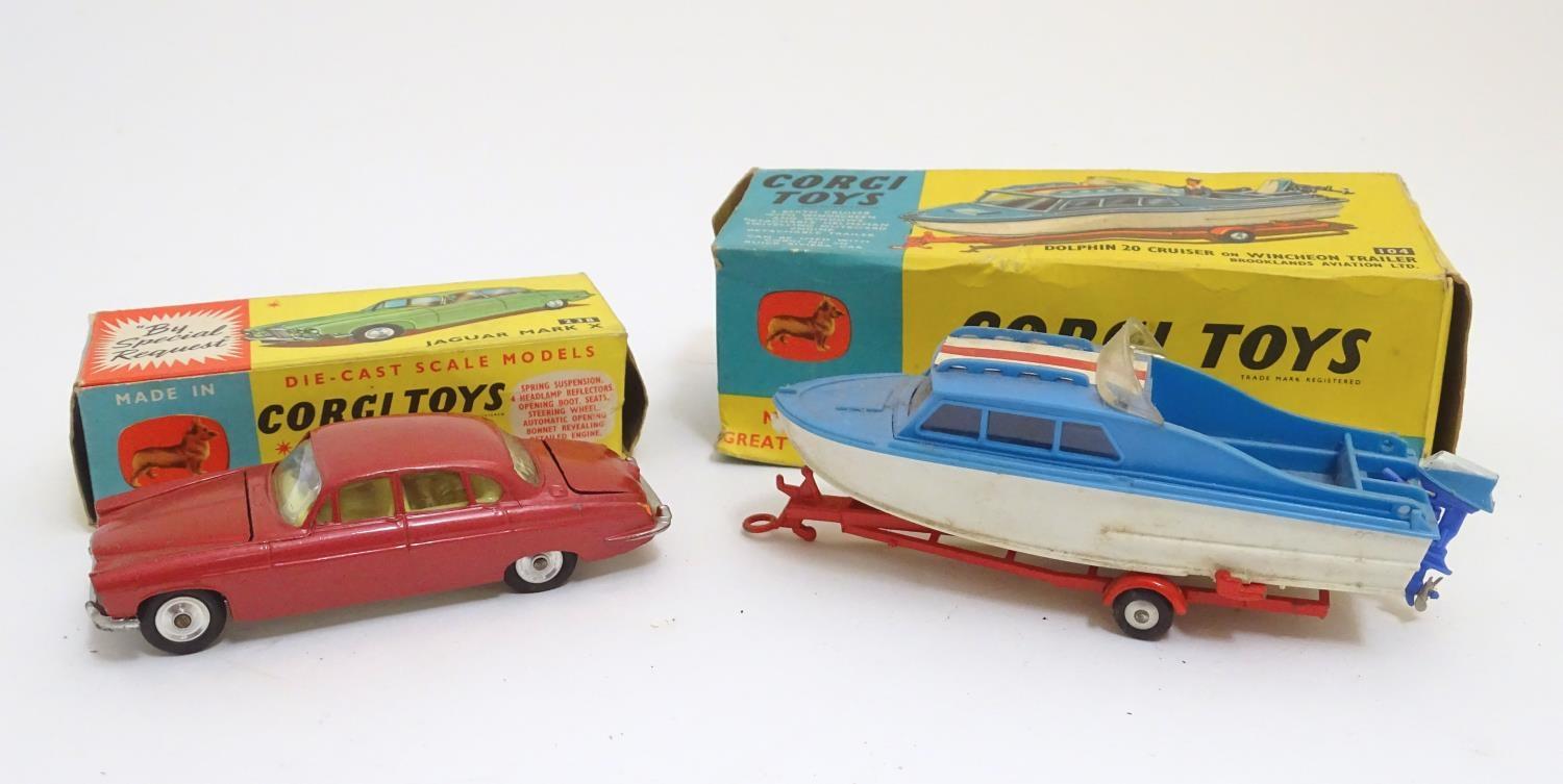 Toys: Two die cast scale model boat and car Corgi Toys to include a Dolphin 20 Cruiser on Wincheon - Image 3 of 8