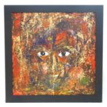 Chieftan Solo, XXI, Oil on board, An abstract composition depicting a human head / face. Signed