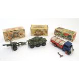 Toys: Three die cast scale models to include a Crescent Toys Saladin Armoured Car, model no. 1263, a