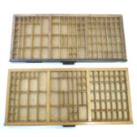 Two vintage printers letterpress trays / drawers. Approx. 32 1/2" x 14 1/2" Please Note - we do
