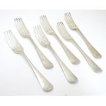 A set of 6 Victorian silver table forks. hallmarked London 1874 maker Chawner & Co (George William