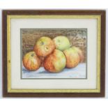 Charles Ross, XX, English School, Watercolour, Still life study of apples. Signed lower right.