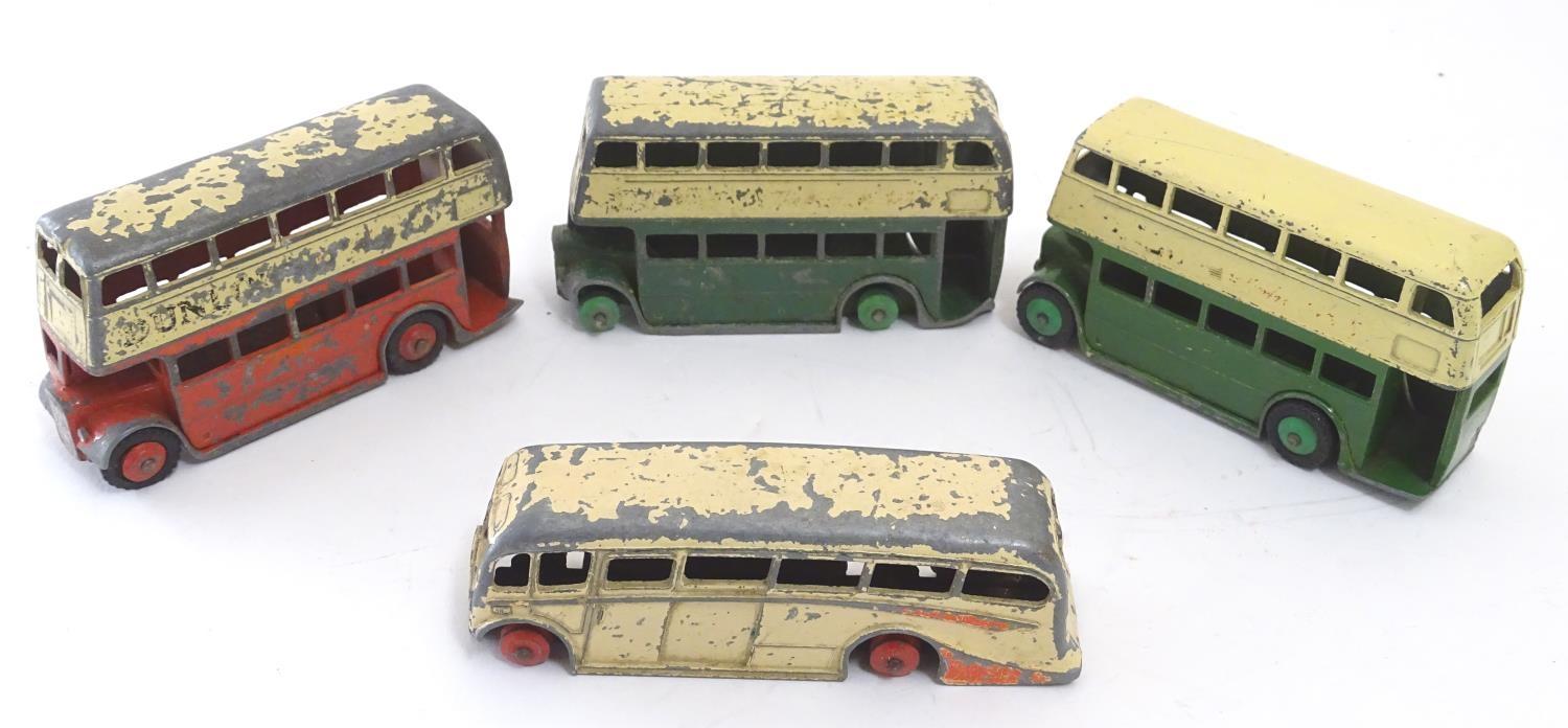 Toys: Seven Dinky Toys die cast scale model buses, comprising a Double Decker Bus, cream and red - Image 6 of 8