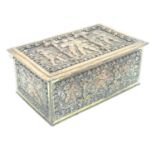 An electrotype box / jewel casket with figural putti decoration. Marked under Made in Japan Approx 6