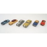 Toys: Five Dinky Toys die cast scale model cars comprising Hudson Sedan, no. 171, x2; Rolls Royce