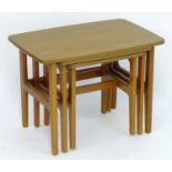 Vintage Retro, Mid-Century: a teak nest of three tables by Schreiber, the largest 27 1/2" wide, 18