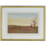 A. Haselgrave, XIX-XX, Watercolour, A country landscape with a farmer herding sheep through a field.