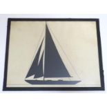 An early 20thC depiction of a yacht / boat in silhouette. Approx. 9" x 11 1/2" Please Note - we do