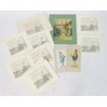 A folio of assorted works to include two pen and ink studies of gentlemen by D. I. Jones, a