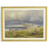 Bernard Walter Evans (1848-1922), Watercolour, A view of a coastal chapel with figures. Signed lower