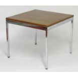 Vintage Retro, Mid-century: a Knoll occasional table, with square walnut top and chrome base,