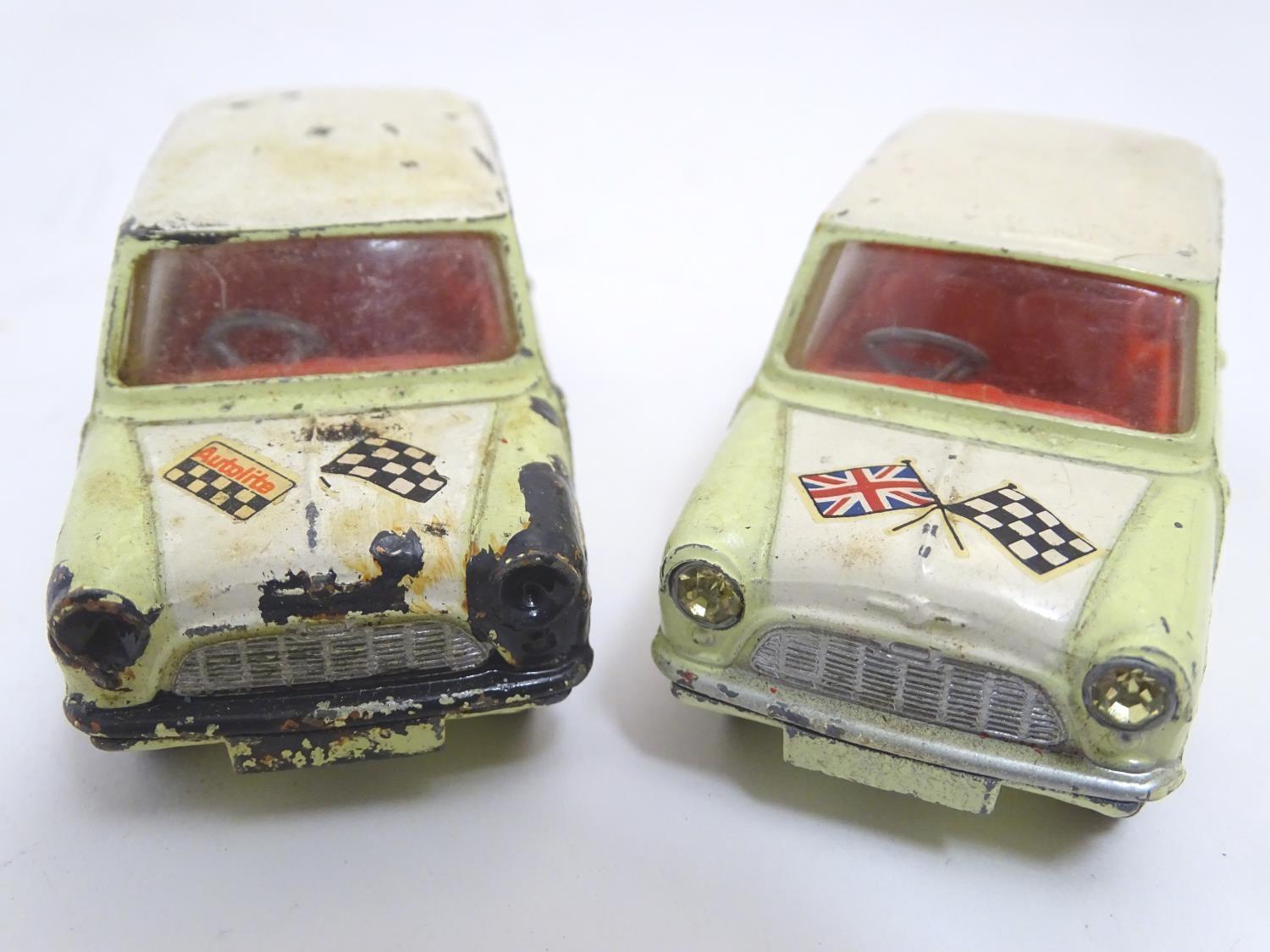 Toys: Four Corgi Toys die cast scale model cars comprising BMC Mini Cooper S with a blue body and - Image 6 of 9