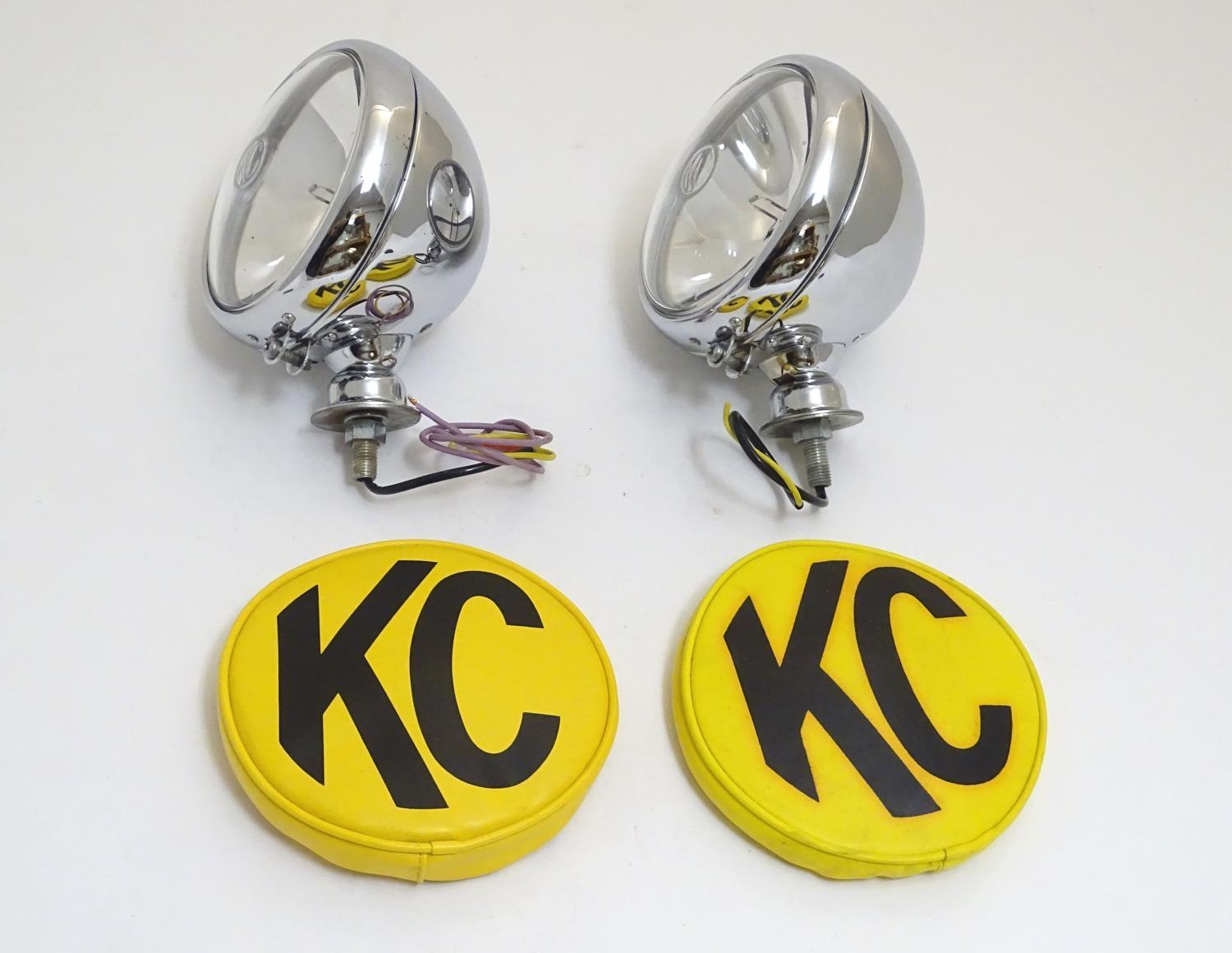 A pair of KC Hilites chromium automotive spotlights with covers, each 6" wide Please Note - we do - Image 3 of 6