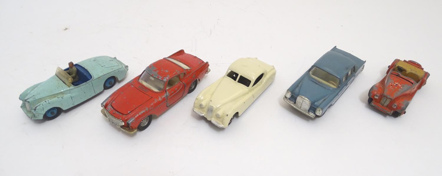 Toys: Five Dinky Toys die cast scale model cars comprising M. G. Midget, no. 108; Sunbeam Alpine, - Image 3 of 6