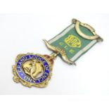 RAOB Royal Antediluvian Order of Buffaloes - A silver gilt masonic first degree jewel with enamel