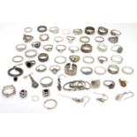 Assorted silver and white metal rings etc including a silver ring hallmarked Sheffield 1977 maker