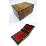 A late 19thC walnut and mahogany writing slope with Tunbridgeware style inlay detailing. Approx. 6