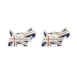 A pair of novelty cufflinks formed as highland terriers decorated with enamel decoration depicting