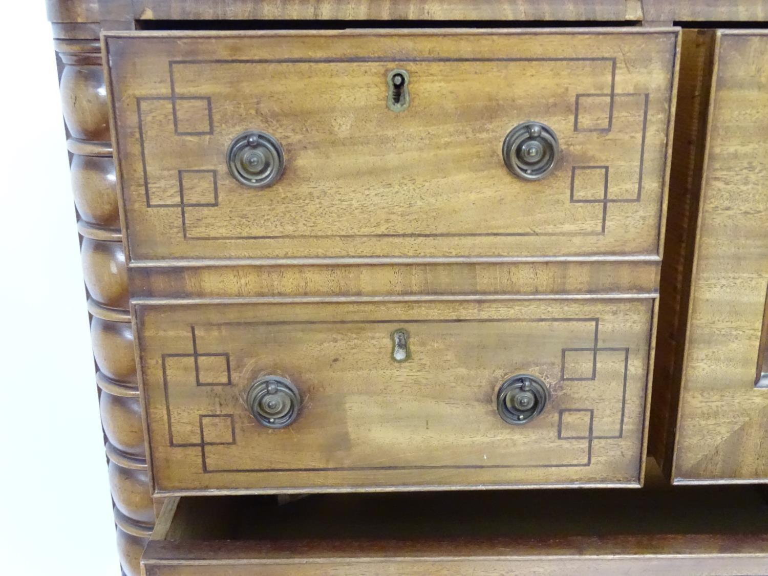 A late 19thC mahogany north country chest of drawers comprising a central geometrically moulded - Image 8 of 9