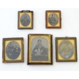 A quantity of Victorian daguerreotype photographic portraits with hand coloured / gilt highlights.
