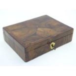 A 19thC laburnum box with a hinged lid and three sectional interior. Approx. 2 1/2" x 9" x 7" Please