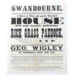 Buckinghamshire local interest : a Victorian auction poster, ' Swanbourne, a house with large