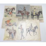 Militaria : Leon Dux (1830-1940) a collection of seven watercolours depicting 19thC French