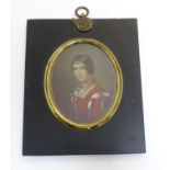 An early 20thC watercolour portrait miniature depicting a portrait of a lady, La Belle Ferronniere