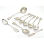 Assorted silver flatware compromising 2 fiddle pattern teaspoons hallmarked Exeter 1861/62 maker