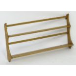 Vintage retro, mid-century: an Ercol floating wall shelf / plate rack, constructed from elm and