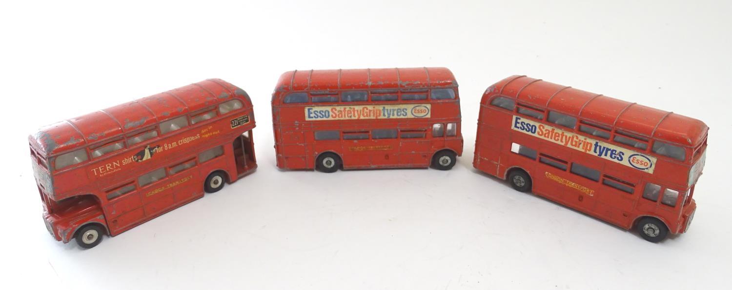 Toys: Seven Dinky Toys die cast scale model buses, comprising a Double Decker Bus, cream and red - Image 3 of 8