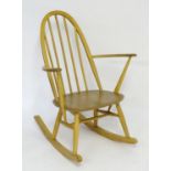 Vintage retro, mid-century: an Ercol Quaker model 428 rocking chair, constructed of elm and beech,