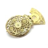 A gilt metal brooch formed from verge pocket watch balance cock Approx 1 1/4" long Please Note -