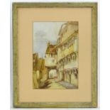 Continental School, XIX, Watercolour, A 17thC style street scene, probably in French Basque country,