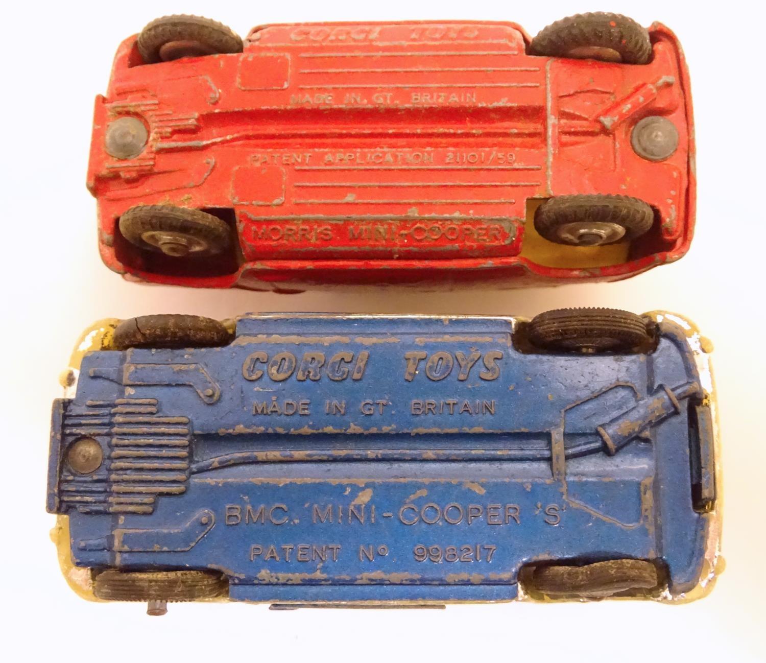 Toys: Four Corgi Toys die cast scale model cars comprising BMC Mini Cooper S with a blue body and - Image 9 of 9