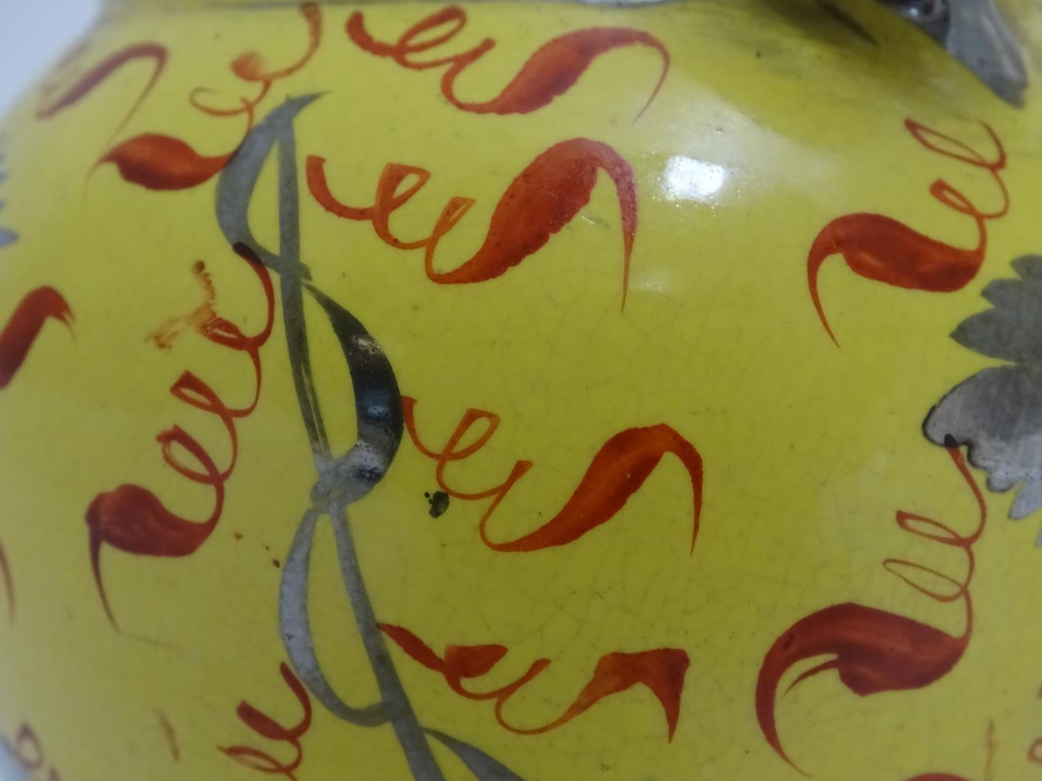 A 19thC canary yellow Sunderland lustre cream jug with stylised lustre leaf and foliate - Image 6 of 8