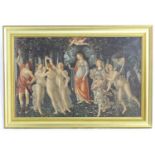 After Sandro Botticelli (c. 1445-1510), Colour print, Primavera. Approx. 20 1/2" x 32" Please Note -