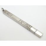 A silver pencil holder with engraved decoration, hallmarked Chester191 maker Villiers & Jackson 4"