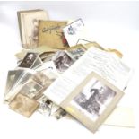 A large assortment of Victorian and later ephemera, comprising numerous monochrome studio portraits,