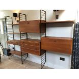 Vintage retro, mid-century: a Ladderax style storage system, comprising four shelves, record