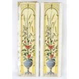 Two classical scenes depicting urn and flowers within an urn, each formed from. 5 tiles suitable for