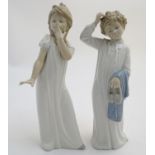 Two Nao bedtime figures to include Yawning Girl, model no. 230, and Boy with Slippers, model no.