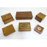 A quantity of assorted wooden boxes with hinged lids, to include a musical jewellery box, an Isle of