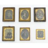 A quantity of Victorian daguerreotype photographic portraits to include an old lady wearing a