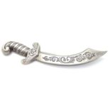 A silver brooch formed a scimitar sword marked Sterling Lang 3" long Please Note - we do not make