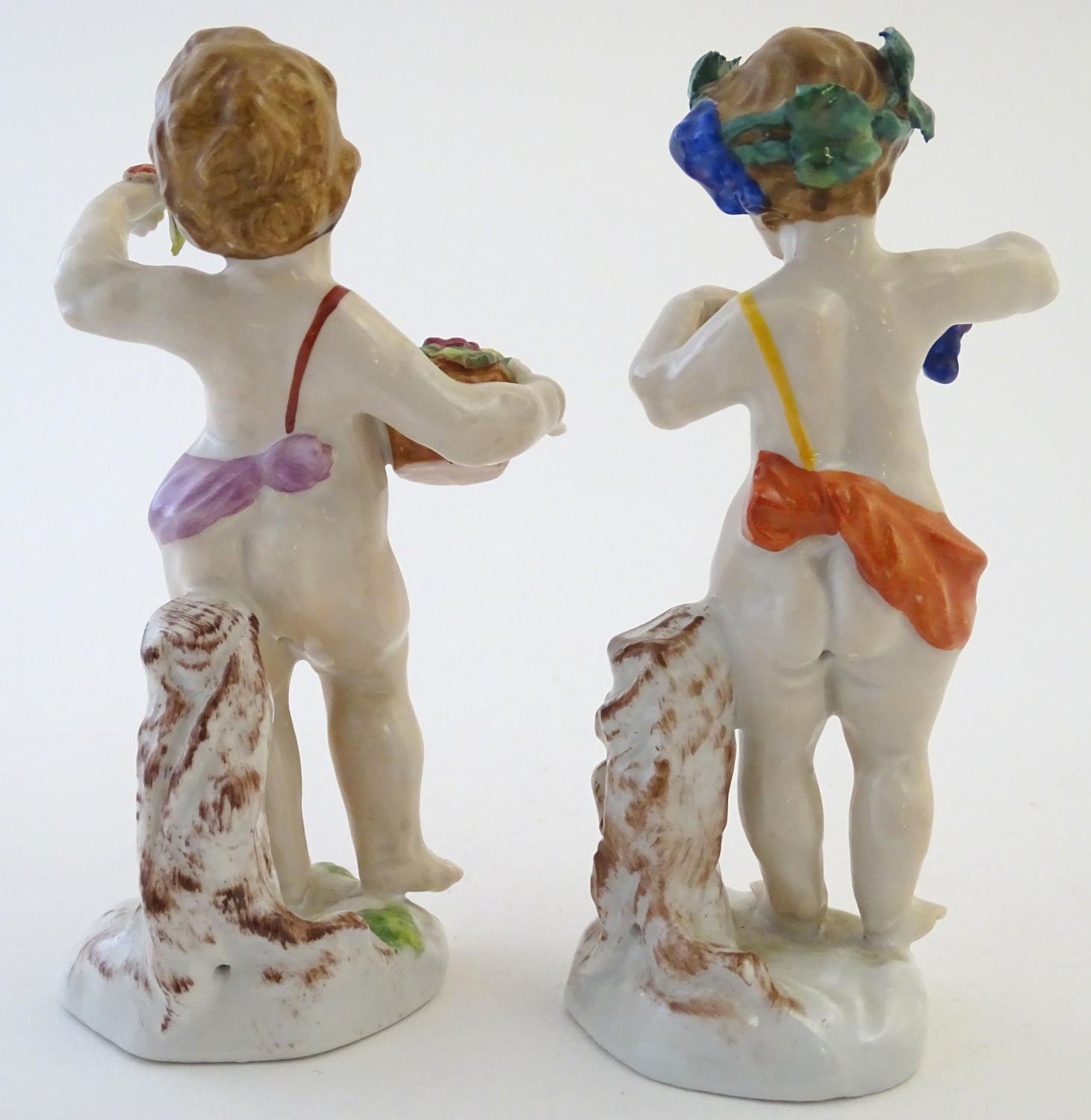 Two Italian putti / cherub figures depicting the seasons Spring and Summer, one with a basket of - Image 2 of 8