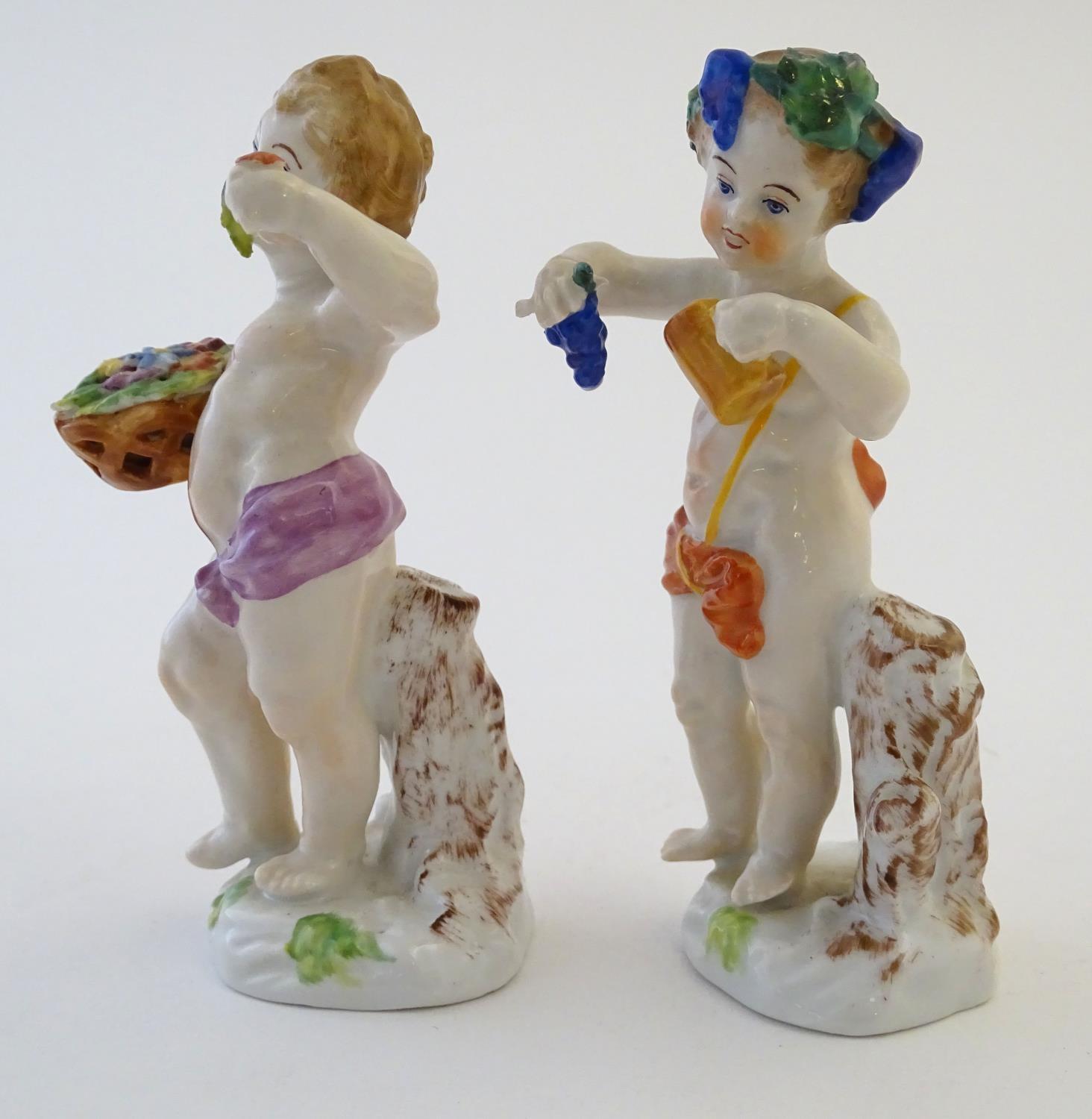 Two Italian putti / cherub figures depicting the seasons Spring and Summer, one with a basket of - Image 4 of 8