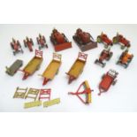 Toys: A quantity of Dinky Toys die cast scale model farm vehicles comprising Massey-Harris Tractor