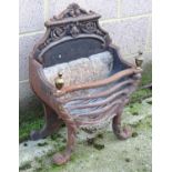 Garden & Architectural, Salvage: a Victorian cast iron fire basket, decorated with foliate motifs