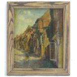 Manner of Alfred Wolmark (1877-1961), Oil on canvas, A steep street scene with a view of houses.